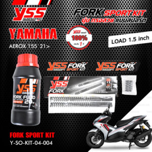 YSS ชุดโช๊คหน้า FORK SPORT KIT อัพเกรด Yamaha AEROX155 ปี 2021 ขึ้นไป (โหลด 1.5 นิ้ว) 【 Y-SO-KIT-04-004 】 [ โช๊ค YSS แท้ ประกันโรงงาน 1 ปี ]